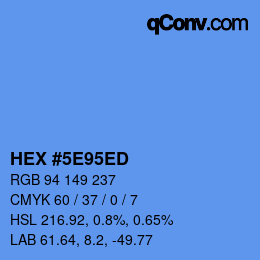 Color code: HEX #5E95ED | qconv.com