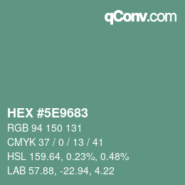 Farbcode: HEX #5E9683 | qconv.com
