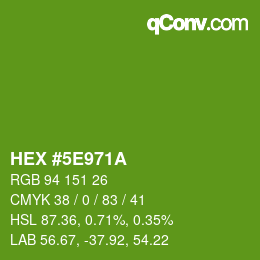 Color code: HEX #5E971A | qconv.com