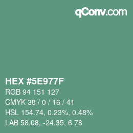Color code: HEX #5E977F | qconv.com