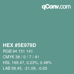 Color code: HEX #5E978D | qconv.com