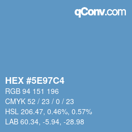 Farbcode: HEX #5E97C4 | qconv.com
