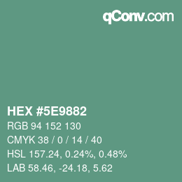 Farbcode: HEX #5E9882 | qconv.com