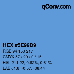 Farbcode: HEX #5E99D9 | qconv.com