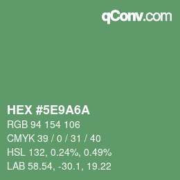 Color code: HEX #5E9A6A | qconv.com