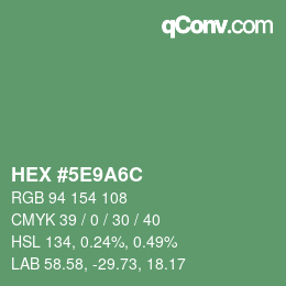 Color code: HEX #5E9A6C | qconv.com