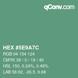 Color code: HEX #5E9A7C | qconv.com