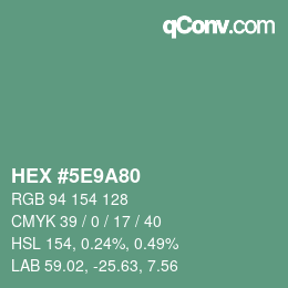 Color code: HEX #5E9A80 | qconv.com