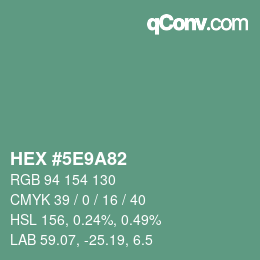 Color code: HEX #5E9A82 | qconv.com