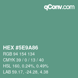 Color code: HEX #5E9A86 | qconv.com