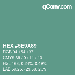 Farbcode: HEX #5E9A89 | qconv.com