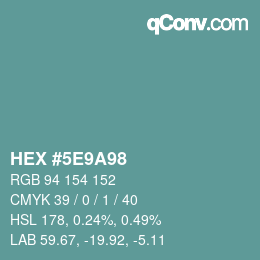 Color code: HEX #5E9A98 | qconv.com