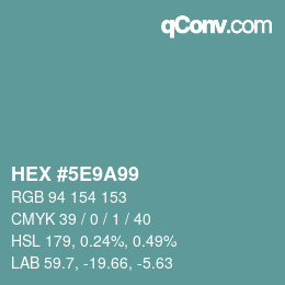 Color code: HEX #5E9A99 | qconv.com