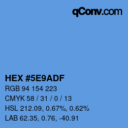 Farbcode: HEX #5E9ADF | qconv.com