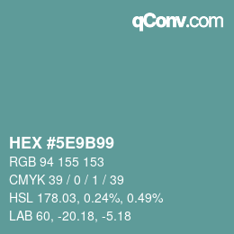 Color code: HEX #5E9B99 | qconv.com