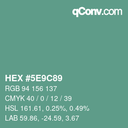 Color code: HEX #5E9C89 | qconv.com