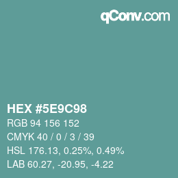 Color code: HEX #5E9C98 | qconv.com