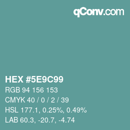 Color code: HEX #5E9C99 | qconv.com
