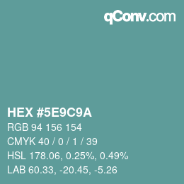 Color code: HEX #5E9C9A | qconv.com