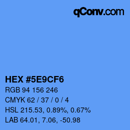 Farbcode: HEX #5E9CF6 | qconv.com
