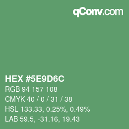 Color code: HEX #5E9D6C | qconv.com