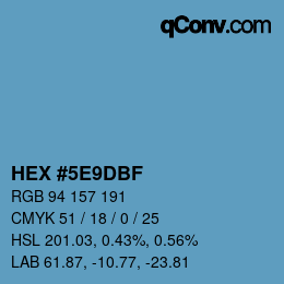 カラーコード: HEX #5E9DBF | qconv.com