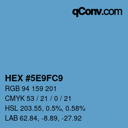 カラーコード: HEX #5E9FC9 | qconv.com