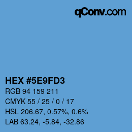 Farbcode: HEX #5E9FD3 | qconv.com