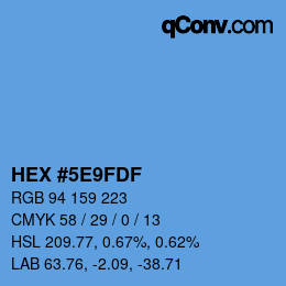 颜色代码: HEX #5E9FDF | qconv.com