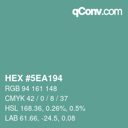 Farbcode: HEX #5EA194 | qconv.com