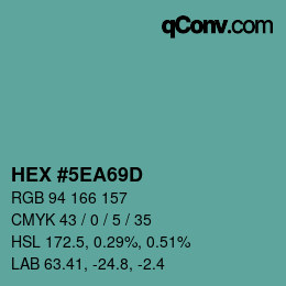 Color code: HEX #5EA69D | qconv.com