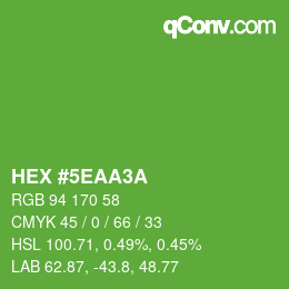カラーコード: HEX #5EAA3A | qconv.com