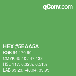 Color code: HEX #5EAA5A | qconv.com
