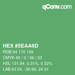 Color code: HEX #5EAA6D | qconv.com