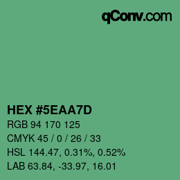 カラーコード: HEX #5EAA7D | qconv.com
