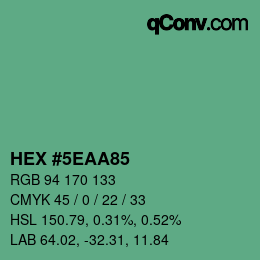 Color code: HEX #5EAA85 | qconv.com