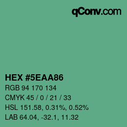 Color code: HEX #5EAA86 | qconv.com
