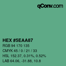 Color code: HEX #5EAA87 | qconv.com