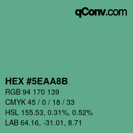 Color code: HEX #5EAA8B | qconv.com