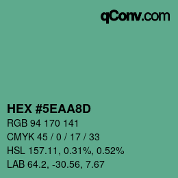 Color code: HEX #5EAA8D | qconv.com