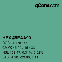 Color code: HEX #5EAA90 | qconv.com
