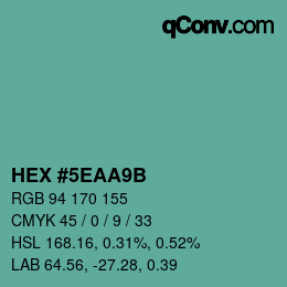 Color code: HEX #5EAA9B | qconv.com