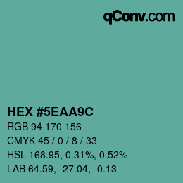 Color code: HEX #5EAA9C | qconv.com