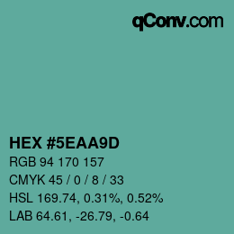 Color code: HEX #5EAA9D | qconv.com