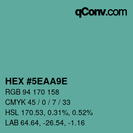 Color code: HEX #5EAA9E | qconv.com