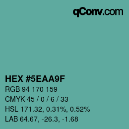 Color code: HEX #5EAA9F | qconv.com