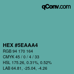 Color code: HEX #5EAAA4 | qconv.com