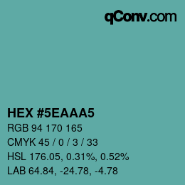 カラーコード: HEX #5EAAA5 | qconv.com