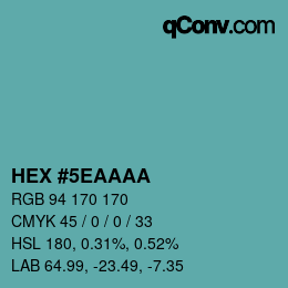 Color code: HEX #5EAAAA | qconv.com