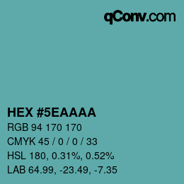 Color code: HEX #5EAAAA | qconv.com